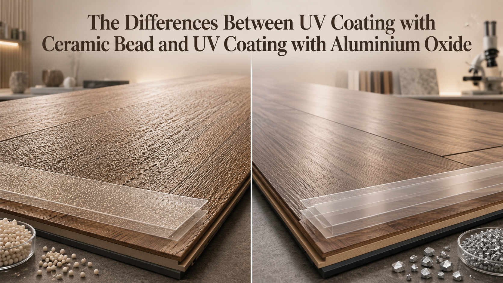 The differences between UV Coating with Ceramic Bead and UV Coating with Aluminium Oxide